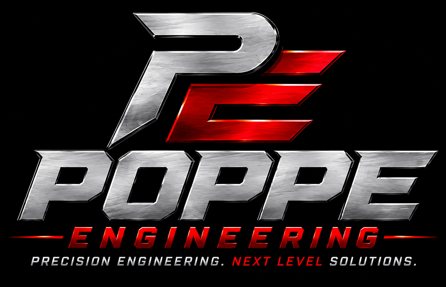 Poppe Engineering chrome and red logo